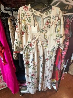 dra Los Angeles Anthropologie Avian Kimono Bird Dress Heron Print NWT size 14